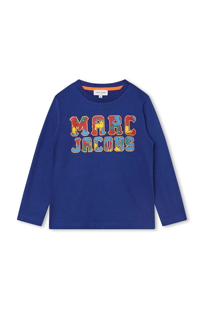 Marc Jacobs longsleeve din bumbac pentru copii culoarea albastru marin cu imprimeu - Pled.ro