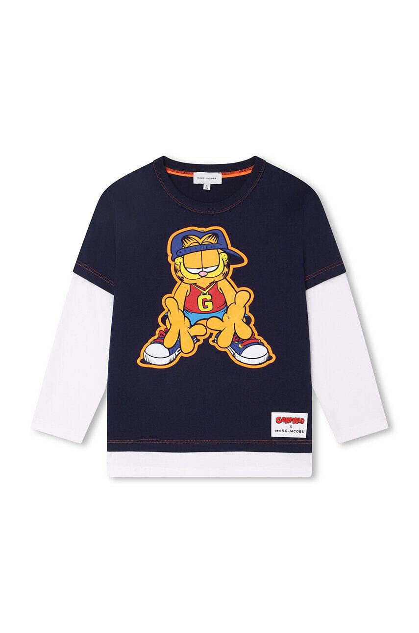 Marc Jacobs longsleeve din bumbac pentru copii x Garfield culoarea albastru marin cu imprimeu - Pled.ro