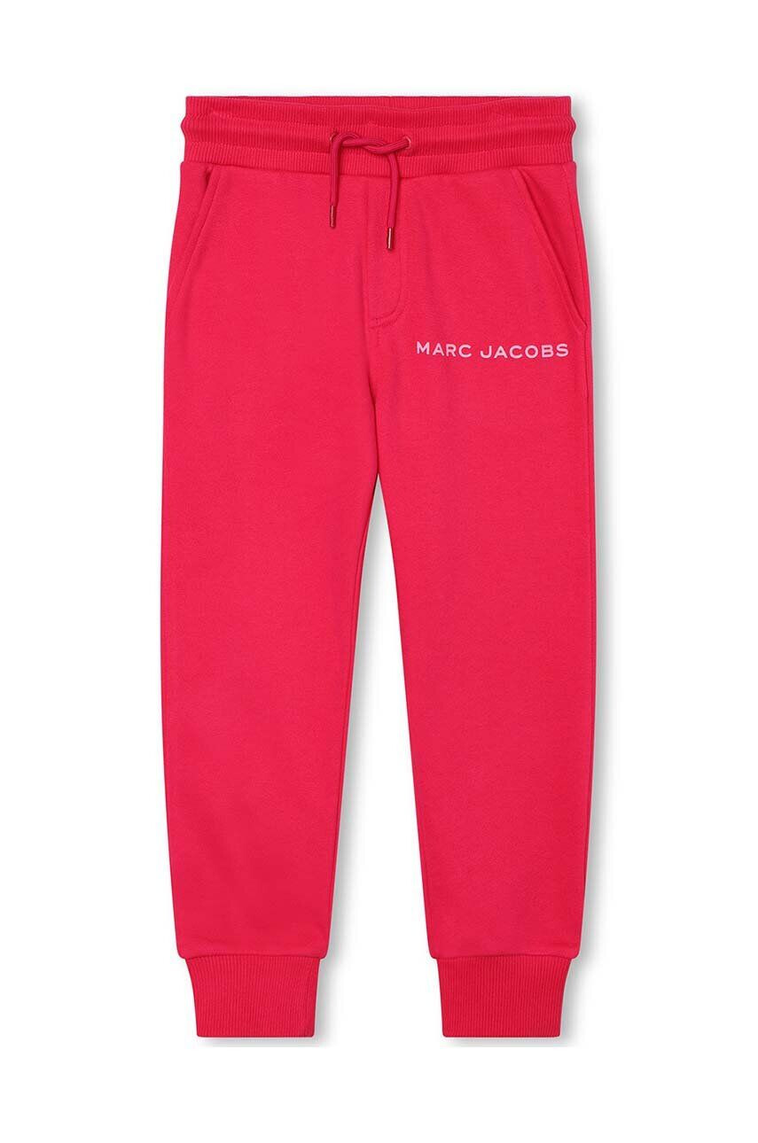 Marc Jacobs pantaloni de trening din bumbac pentru copii culoarea rosu cu imprimeu - Pled.ro