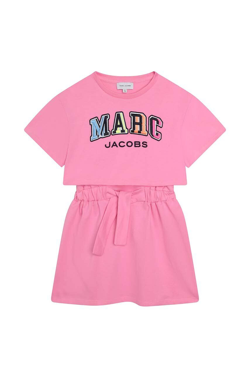 Marc Jacobs rochie din bumbac pentru copii culoarea roz mini evazati - Pled.ro