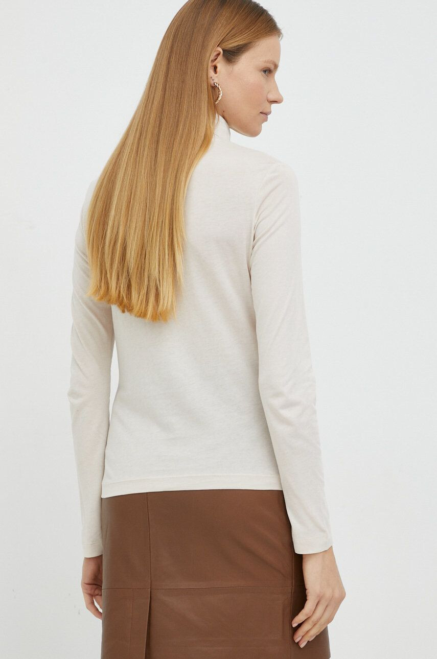 Marc O'Polo longsleeve femei culoarea bej cu guler - Pled.ro