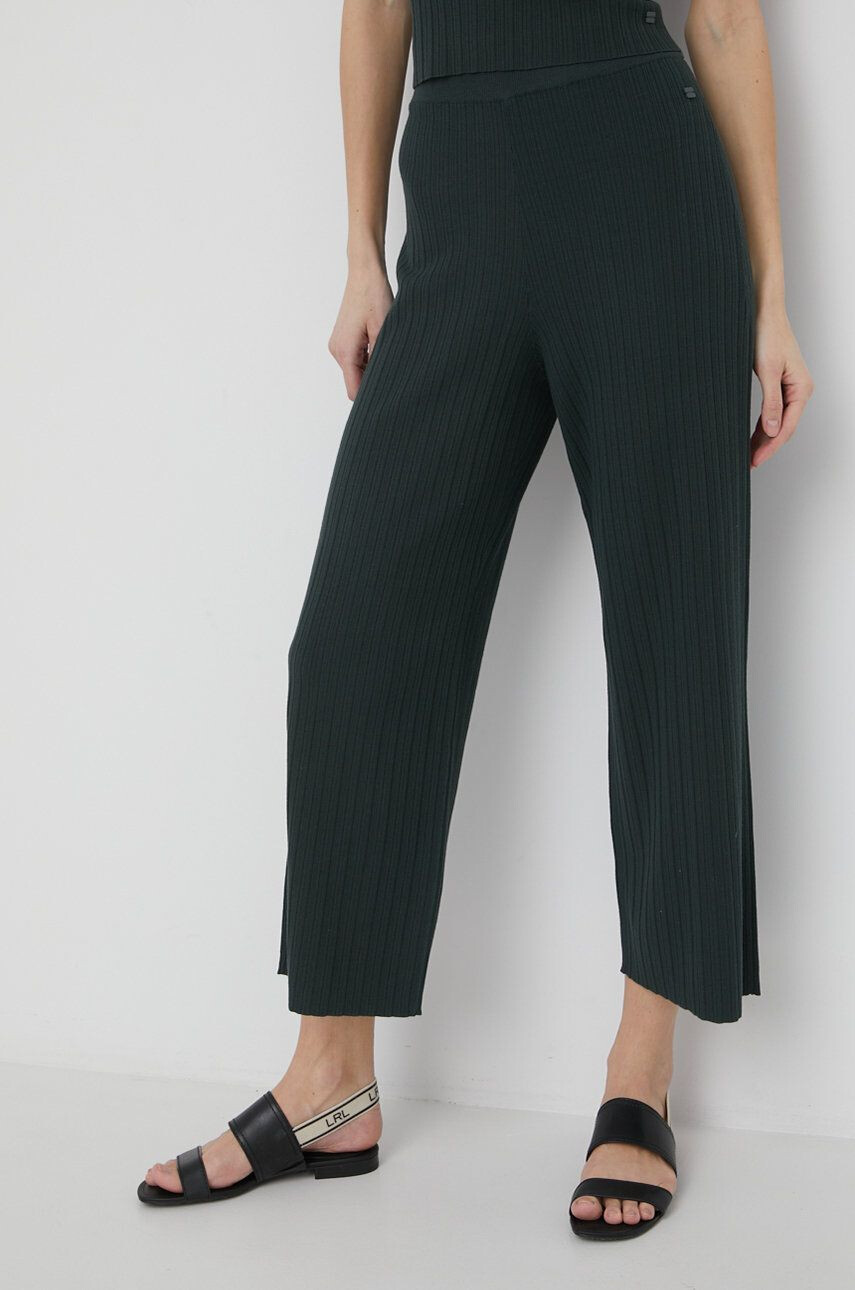 Marc O'Polo pantaloni femei culoarea verde drept high waist - Pled.ro