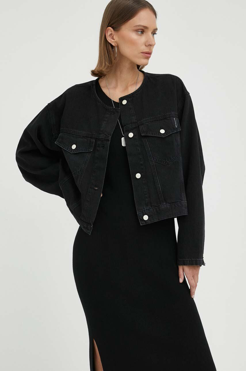 Marc O'Polo geaca jeans DENIM femei culoarea negru de tranzitie oversize - Pled.ro