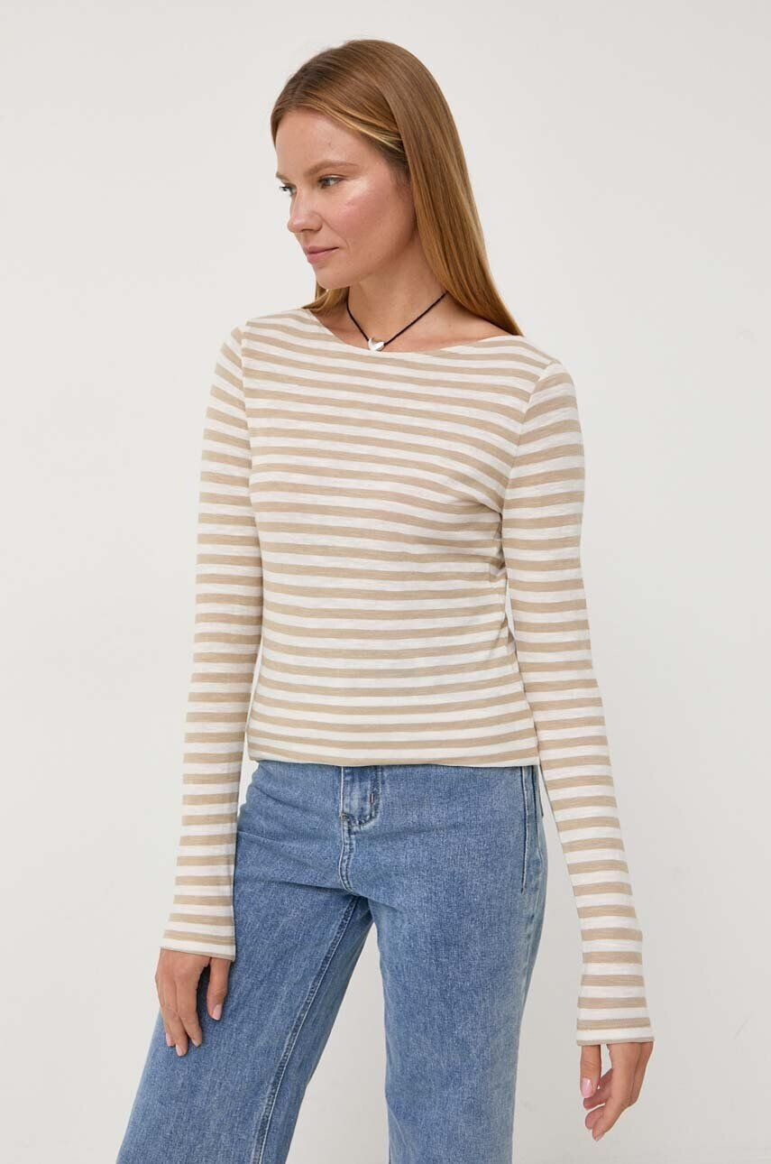 Marc O'Polo longsleeve din bumbac culoarea bej - Pled.ro