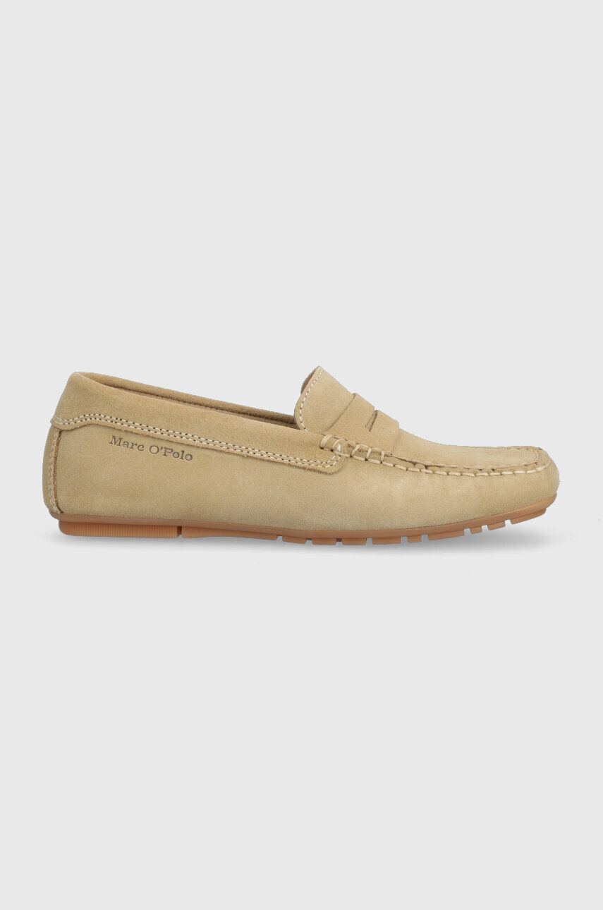 Marc O'Polo mocasini din piele intoarsa femei culoarea bej cu toc plat 30214623102300 LL2M3003 - Pled.ro