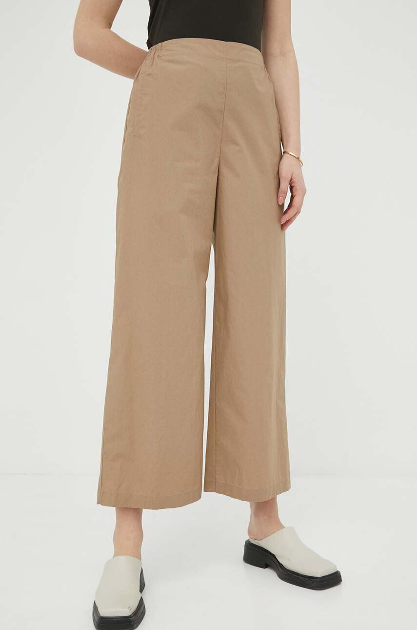 Marc O'Polo pantaloni de bumbac culoarea bej lat high waist - Pled.ro