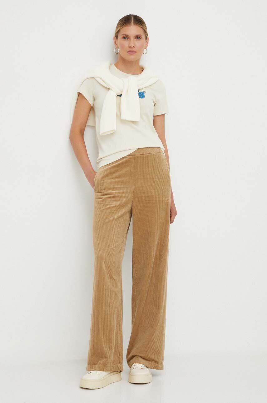 Marc O'Polo pantaloni de catifea cord culoarea bej drept high waist - Pled.ro