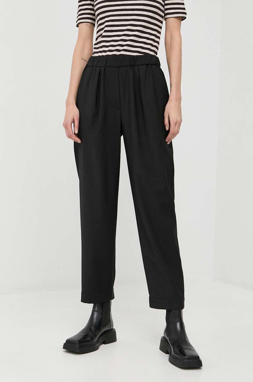 Marc O'Polo pantaloni de trening cu amestec de lână culoarea negru lat high waist - Pled.ro