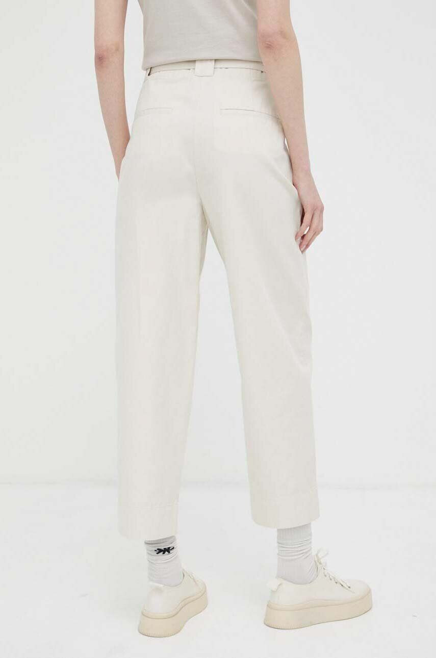 Marc O'Polo pantaloni din amestec de in culoarea bej drept medium waist - Pled.ro