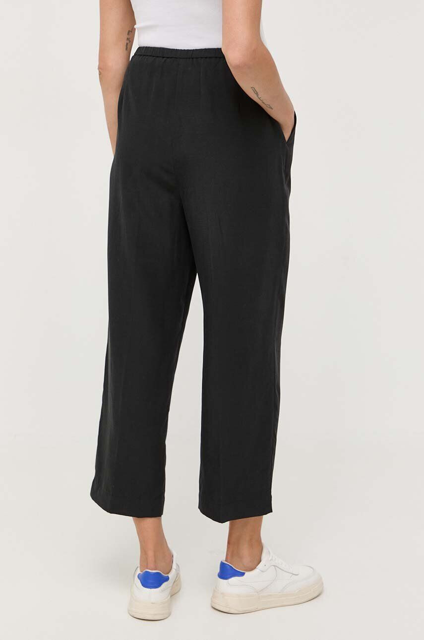 Marc O'Polo pantaloni din amestec de in DENIM culoarea negru lat high waist - Pled.ro