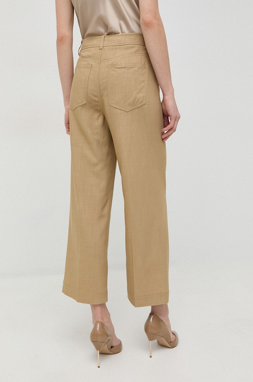 Marella pantaloni femei culoarea bej drept high waist - Pled.ro