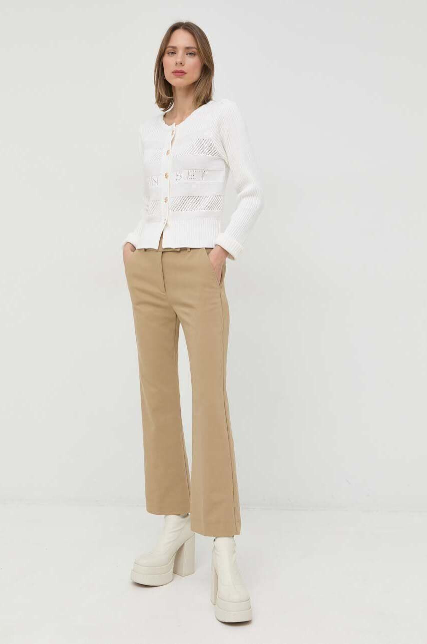 Marella pantaloni Fify femei culoarea bej evazati medium waist - Pled.ro