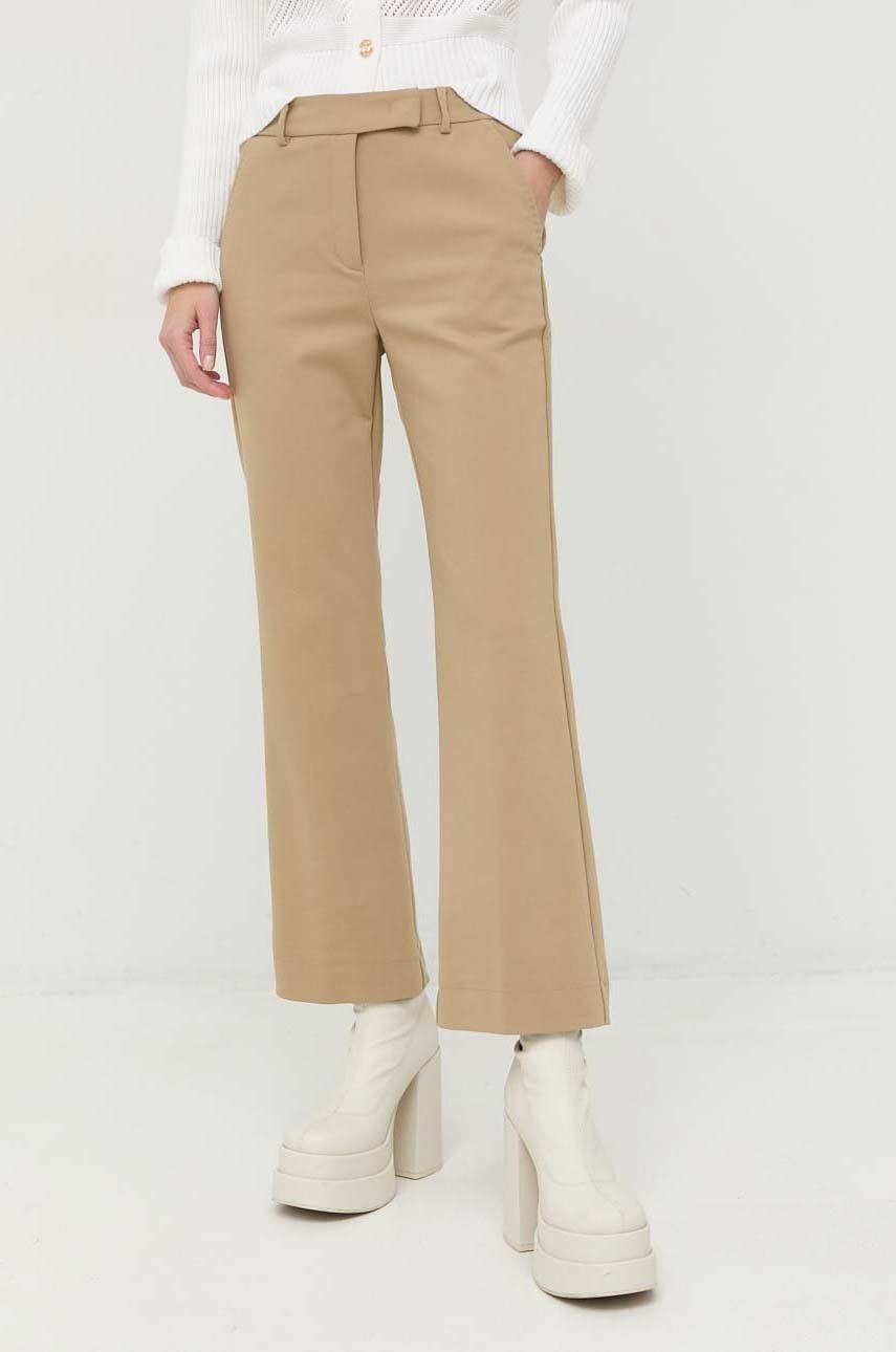 Marella pantaloni Fify femei culoarea bej evazati medium waist - Pled.ro