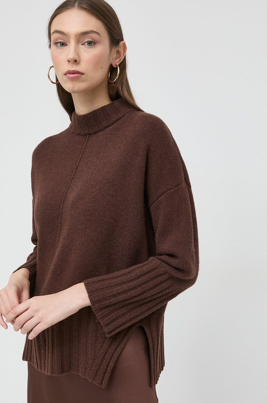 Marella pulover de lana femei culoarea maro cu turtleneck - Pled.ro