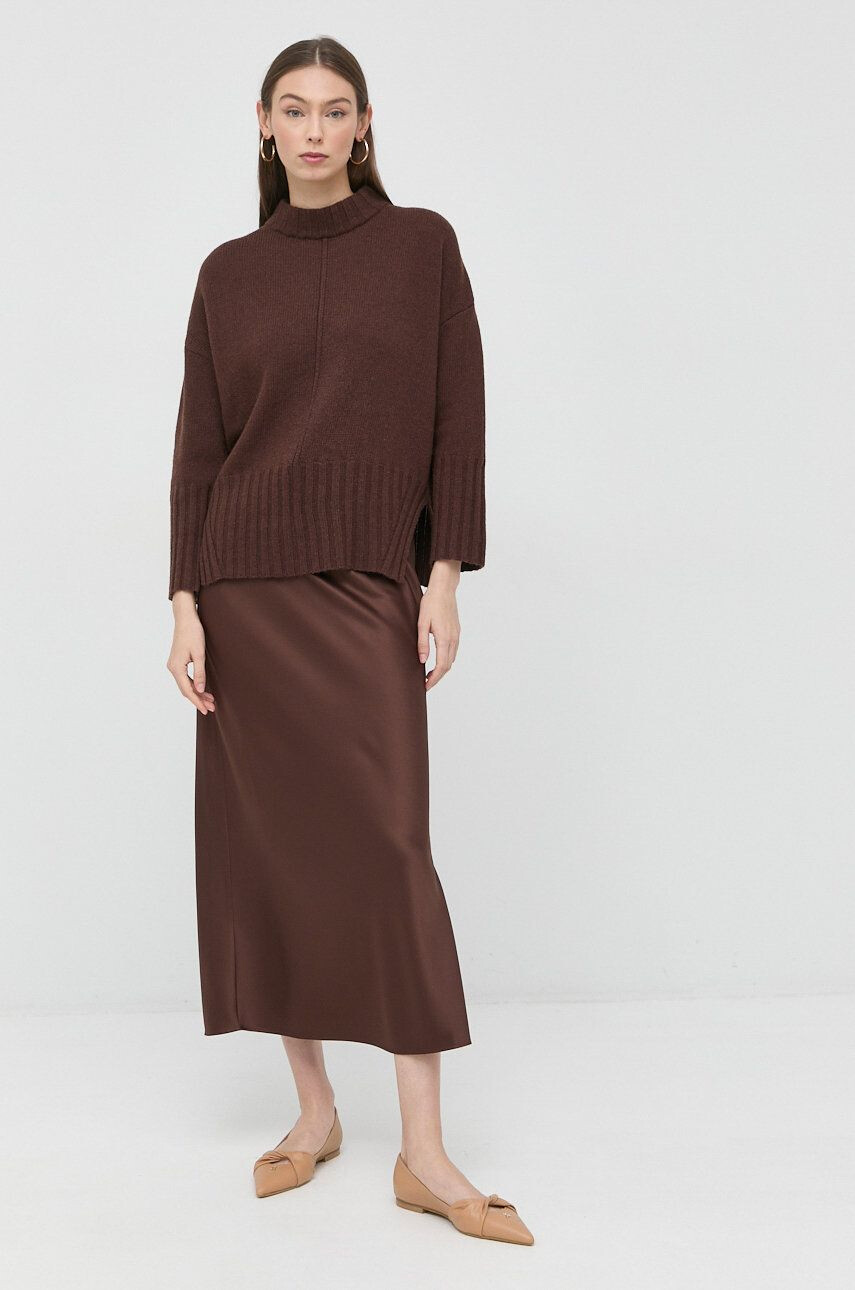 Marella pulover de lana femei culoarea maro cu turtleneck - Pled.ro