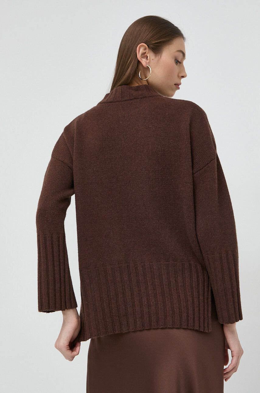 Marella pulover de lana femei culoarea maro cu turtleneck - Pled.ro