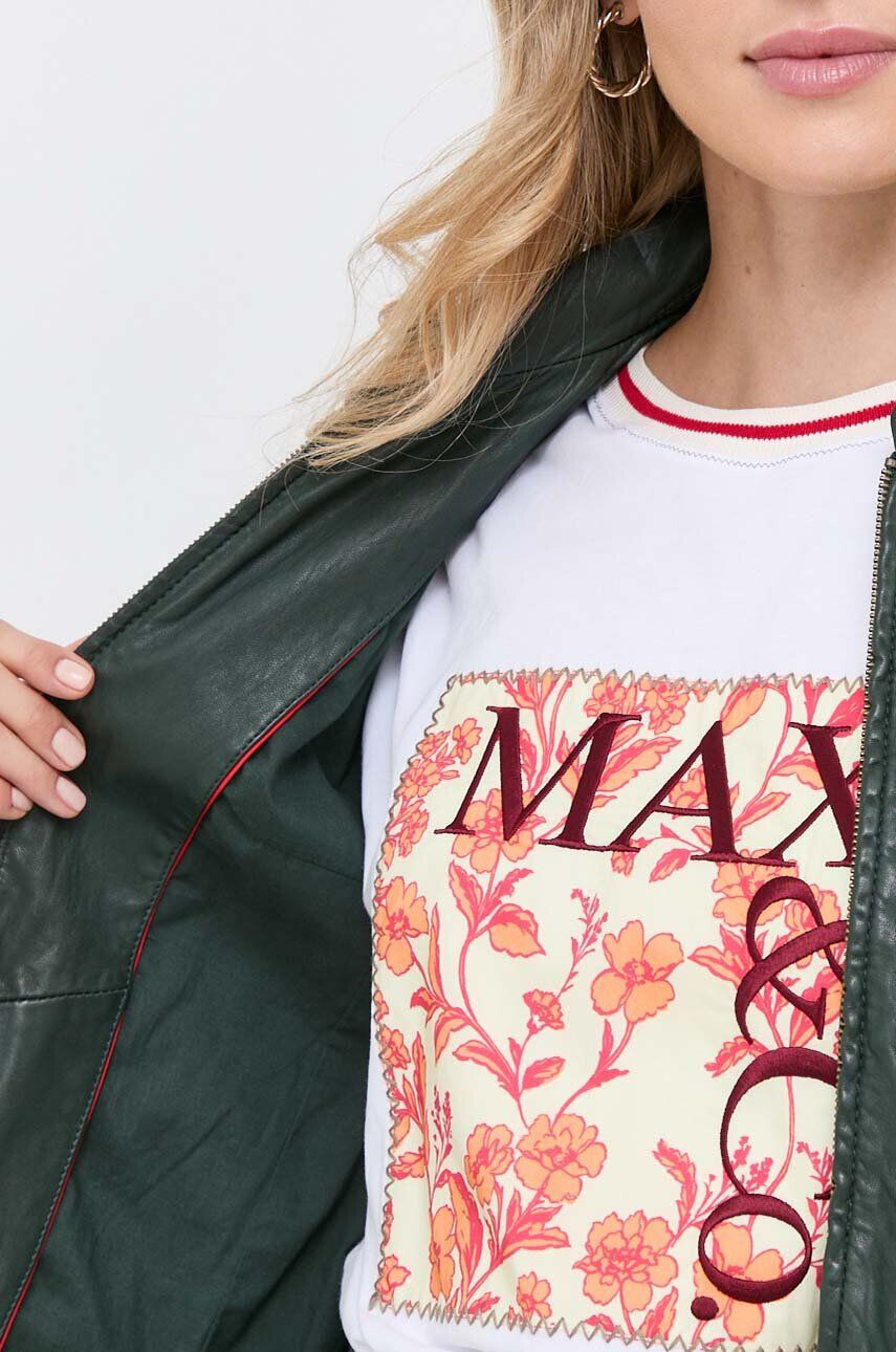 Max&Co. geaca de piele femei culoarea verde de tranzitie - Pled.ro