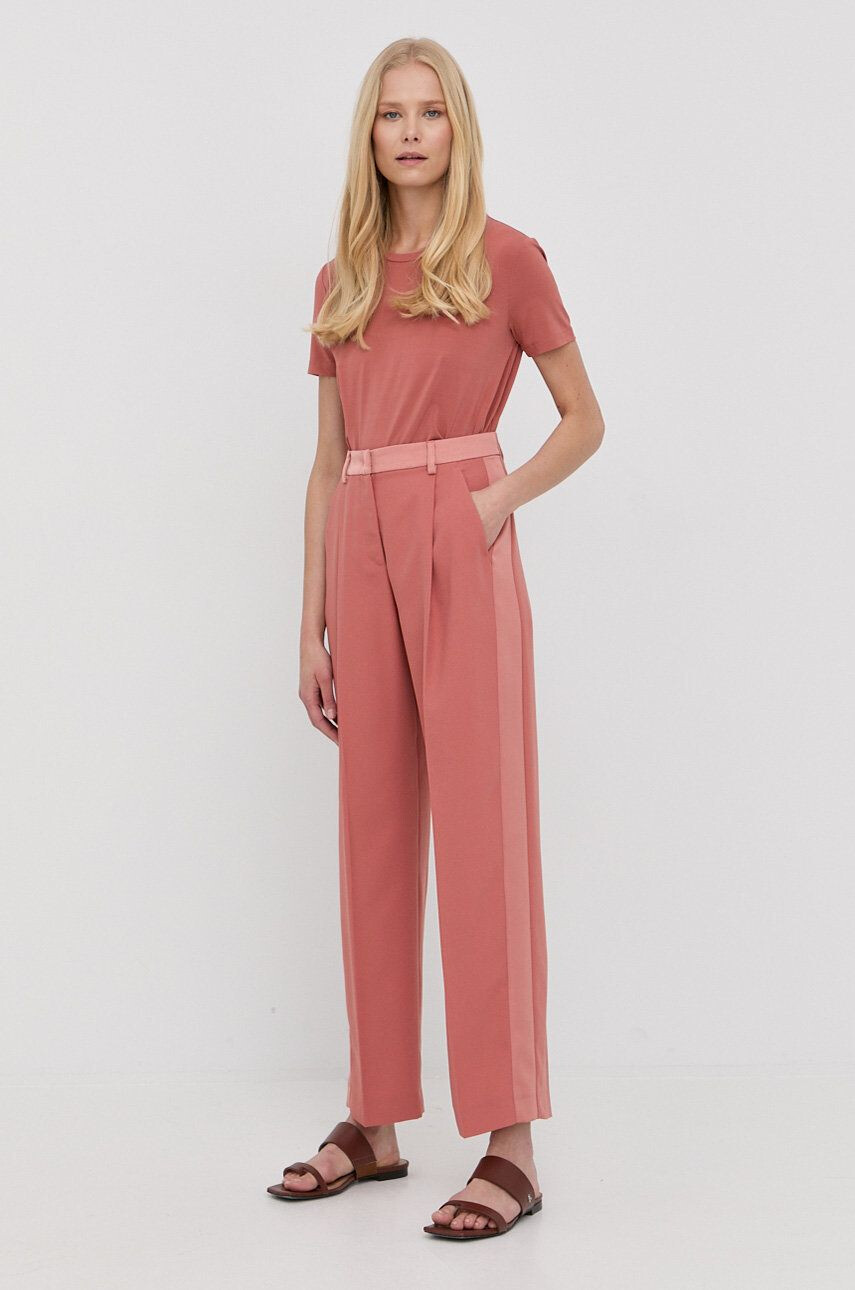 Max&Co. pantaloni femei culoarea portocaliu drept high waist - Pled.ro