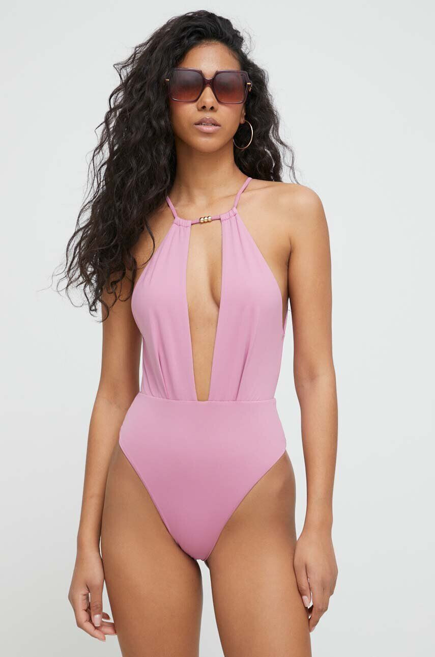 Max Mara Beachwear costum de baie dintr-o bucată culoarea roz cupa rigidizata - Pled.ro