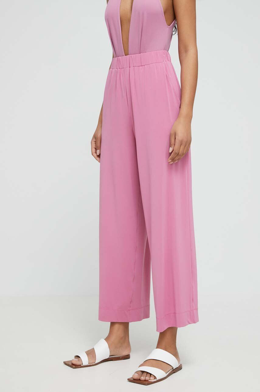 Max Mara Beachwear pantaloni de plaja femei culoarea roz - Pled.ro