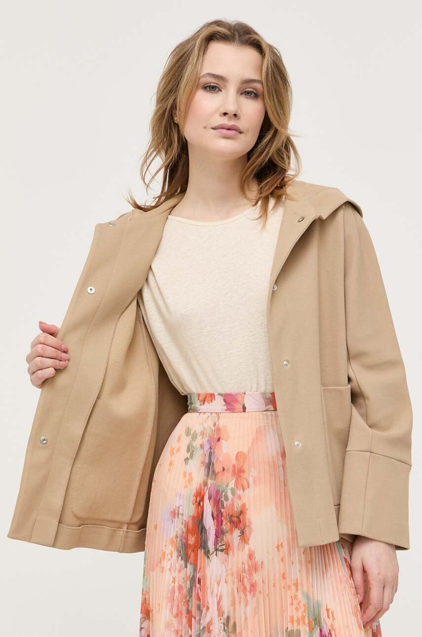 Max Mara Leisure geaca femei culoarea bej de tranzitie oversize - Pled.ro