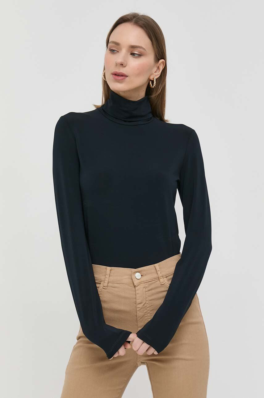 Max Mara Leisure longsleeve femei culoarea albastru marin cu guler - Pled.ro