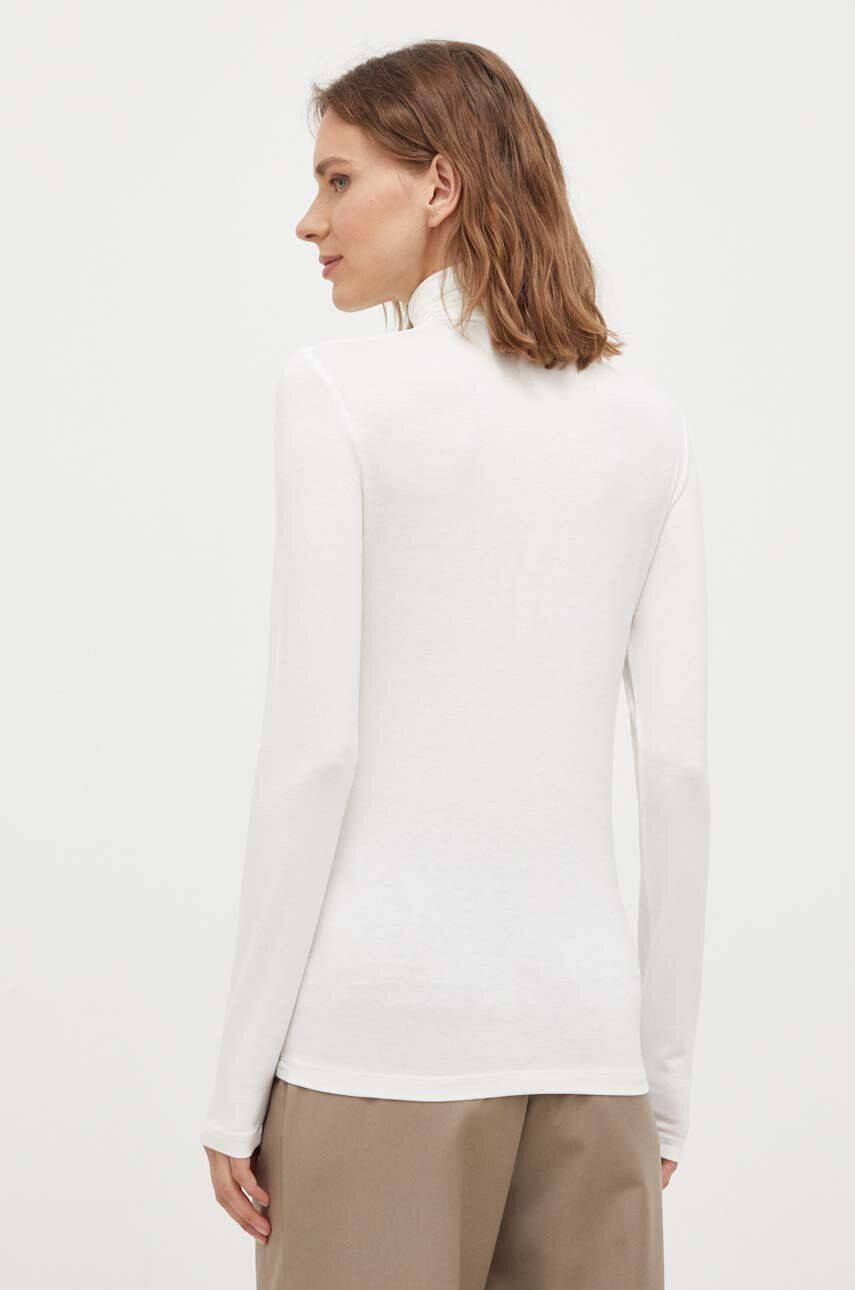 Max Mara Leisure longsleeve femei culoarea bej cu guler - Pled.ro