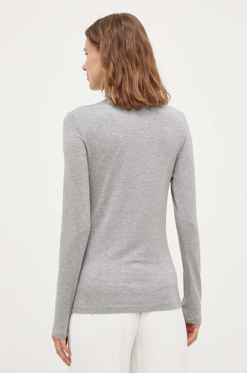 Max Mara Leisure longsleeve femei culoarea gri cu guler - Pled.ro