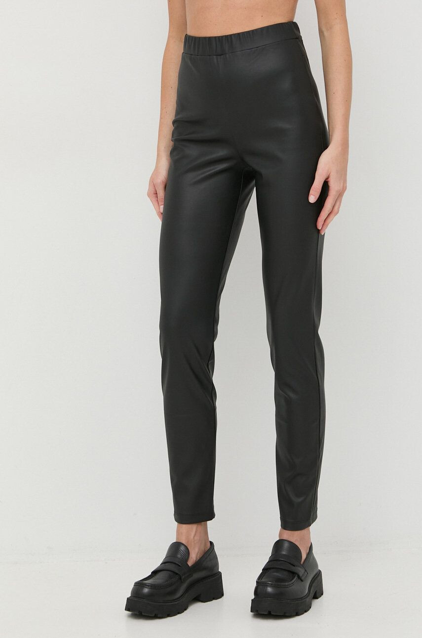 Max Mara Leisure pantaloni femei culoarea albastru marin mulata high waist - Pled.ro