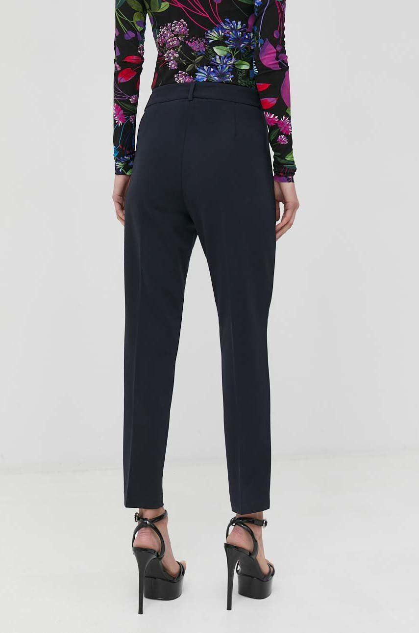 Max Mara Leisure pantaloni femei culoarea albastru marin mulata high waist - Pled.ro