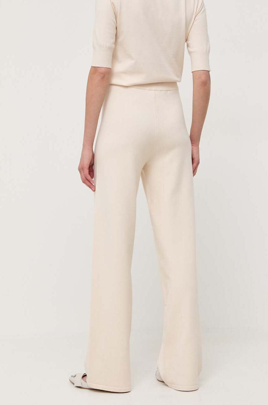 Max Mara Leisure pantaloni femei culoarea bej drept high waist - Pled.ro