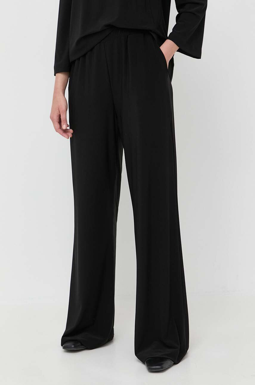 Max Mara Leisure pantaloni femei culoarea negru lat high waist - Pled.ro