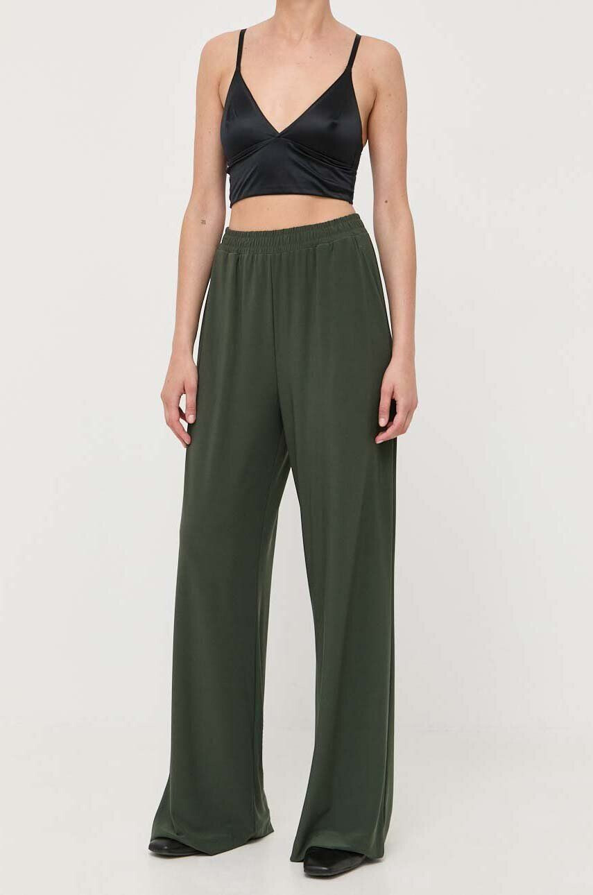 Max Mara Leisure pantaloni femei culoarea verde lat high waist - Pled.ro