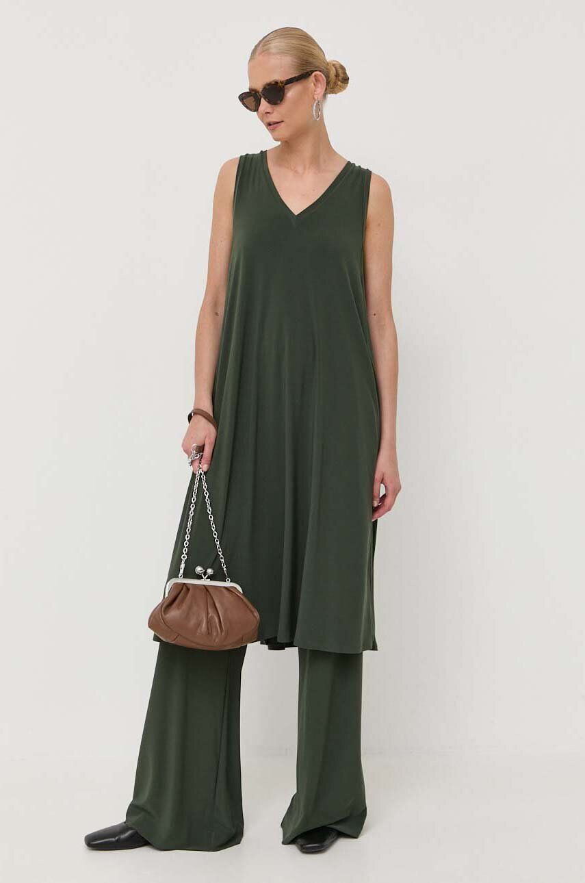 Max Mara Leisure pantaloni femei culoarea verde lat high waist - Pled.ro