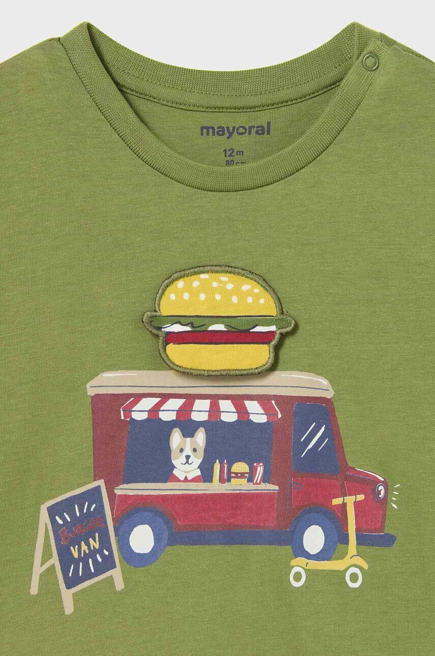 Mayoral longsleeve din bumbac pentru bebeluși culoarea verde cu imprimeu - Pled.ro