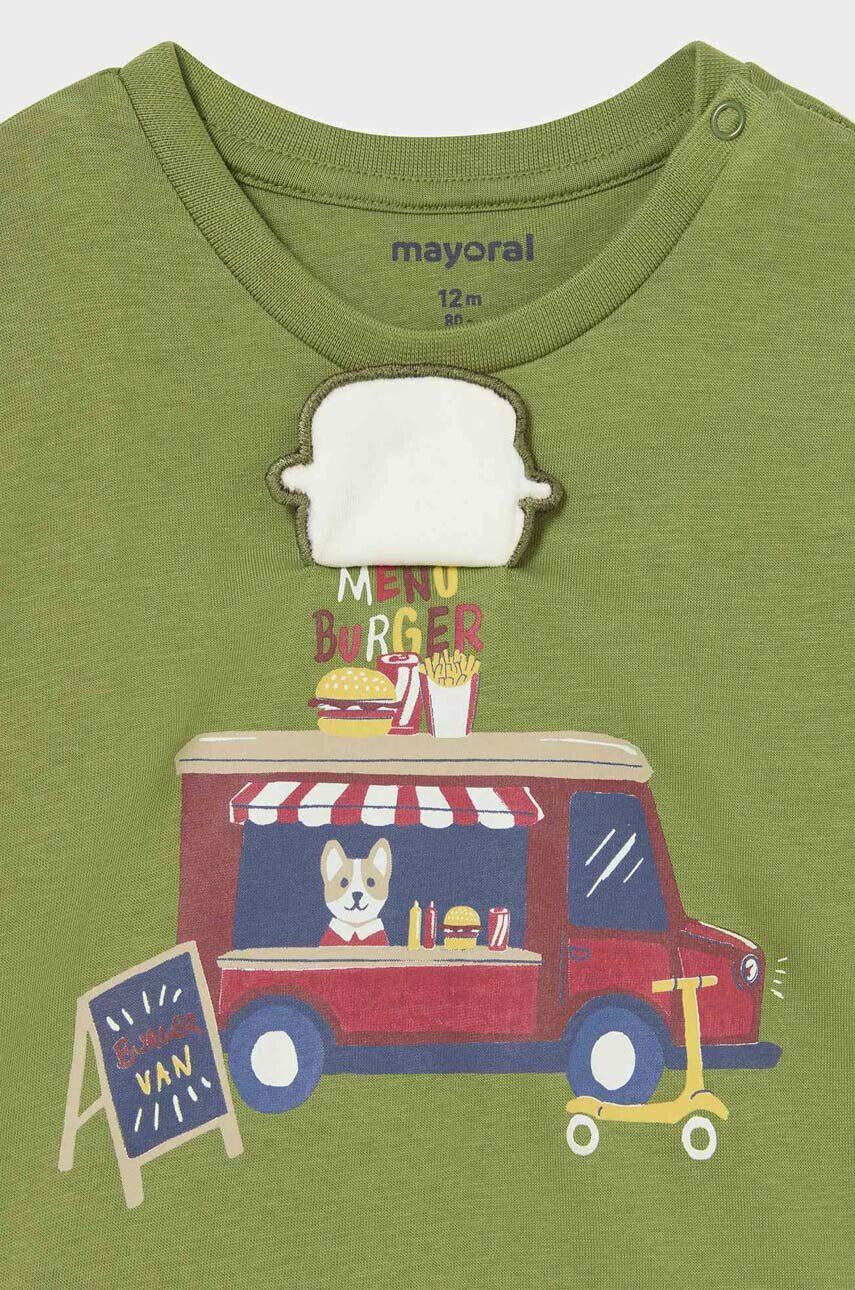 Mayoral longsleeve din bumbac pentru bebeluși culoarea verde cu imprimeu - Pled.ro