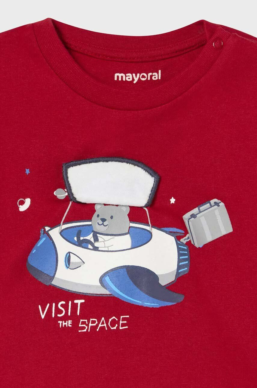 Mayoral longsleeve din bumbac pentru bebeluși culoarea rosu cu imprimeu - Pled.ro