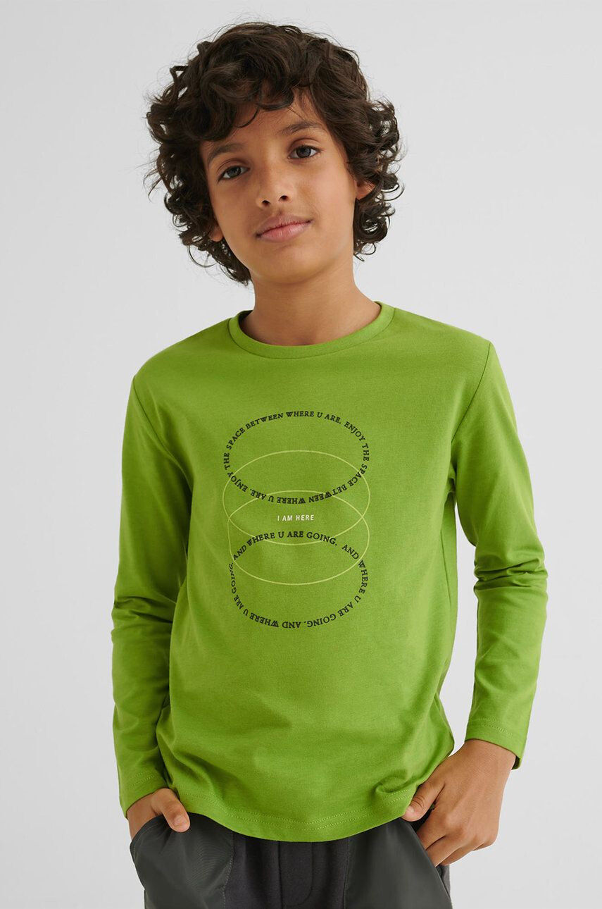 Mayoral longsleeve din bumbac pentru copii culoarea verde cu imprimeu - Pled.ro