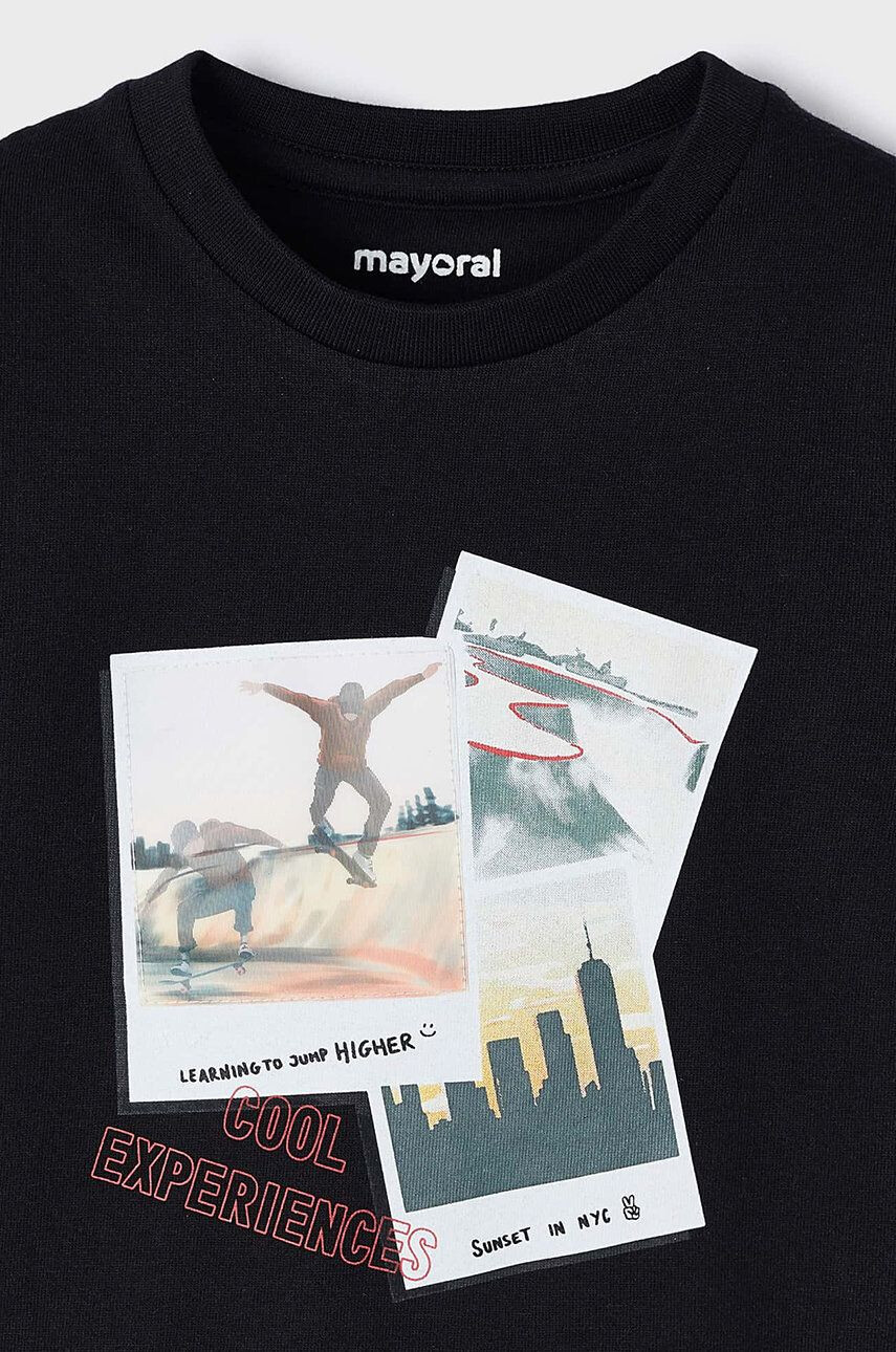 Mayoral longsleeve din bumbac pentru copii culoarea gri cu imprimeu - Pled.ro