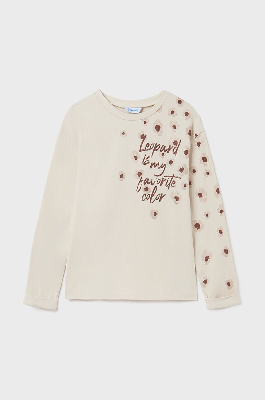 Mayoral longsleeve din bumbac pentru copii culoarea bej - Pled.ro