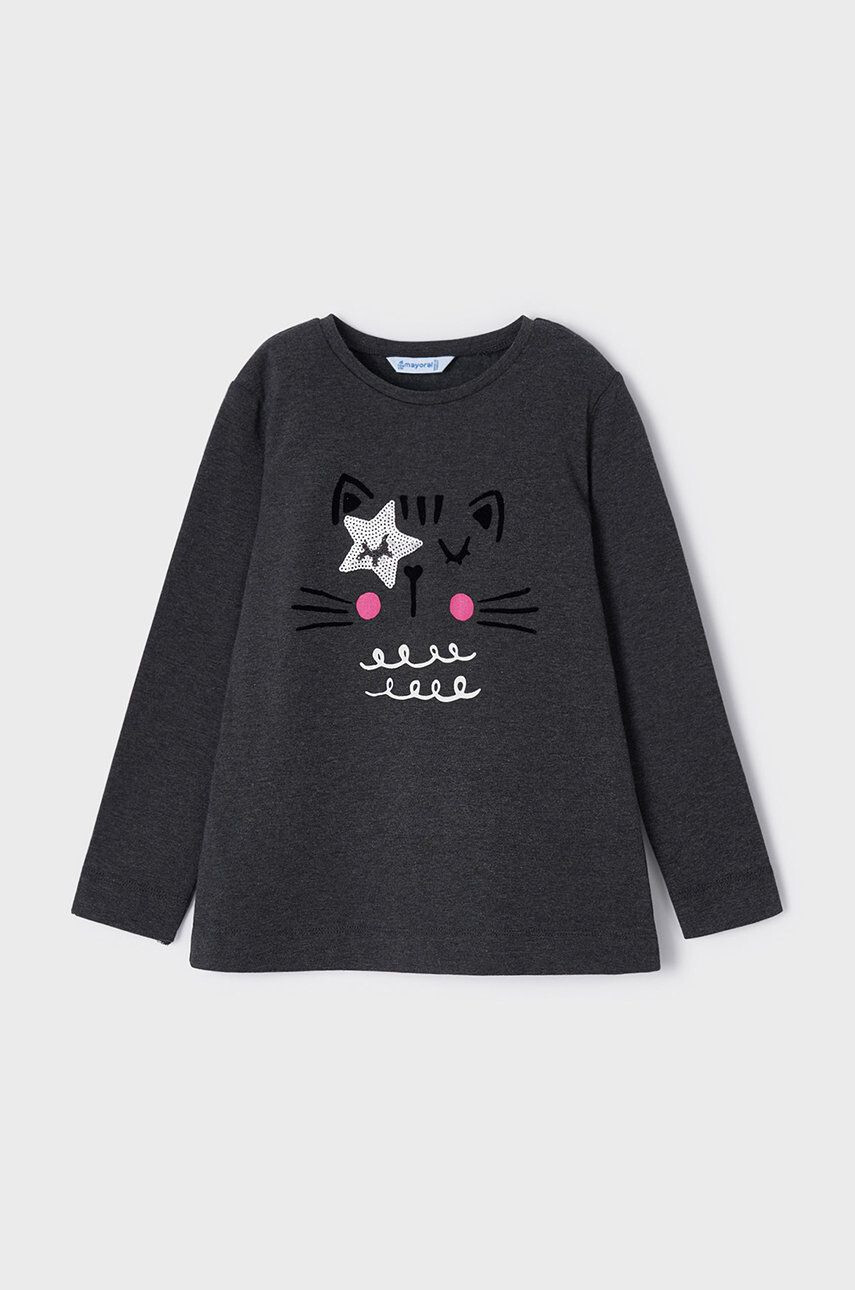 Mayoral longsleeve din bumbac pentru copii culoarea gri - Pled.ro