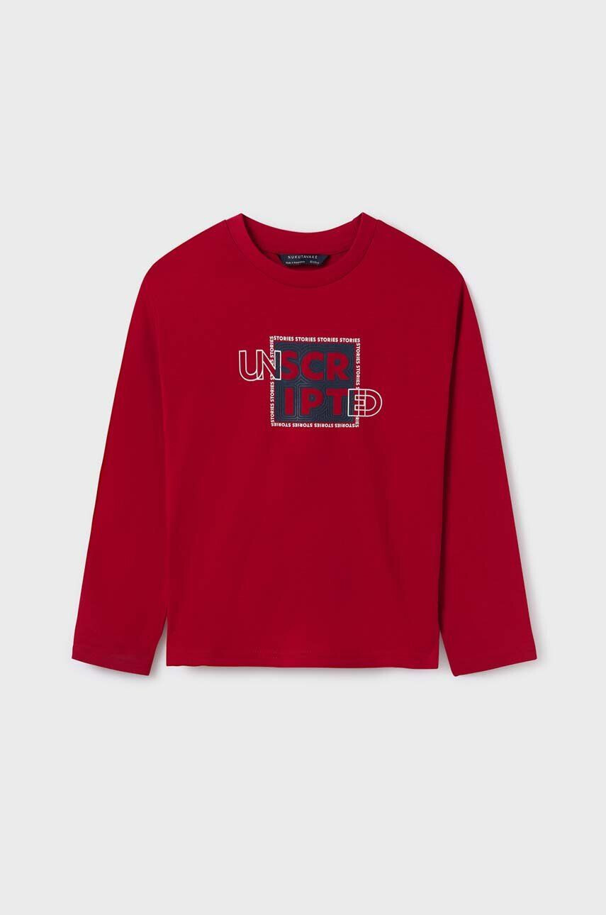 Mayoral longsleeve din bumbac pentru copii culoarea rosu cu imprimeu - Pled.ro