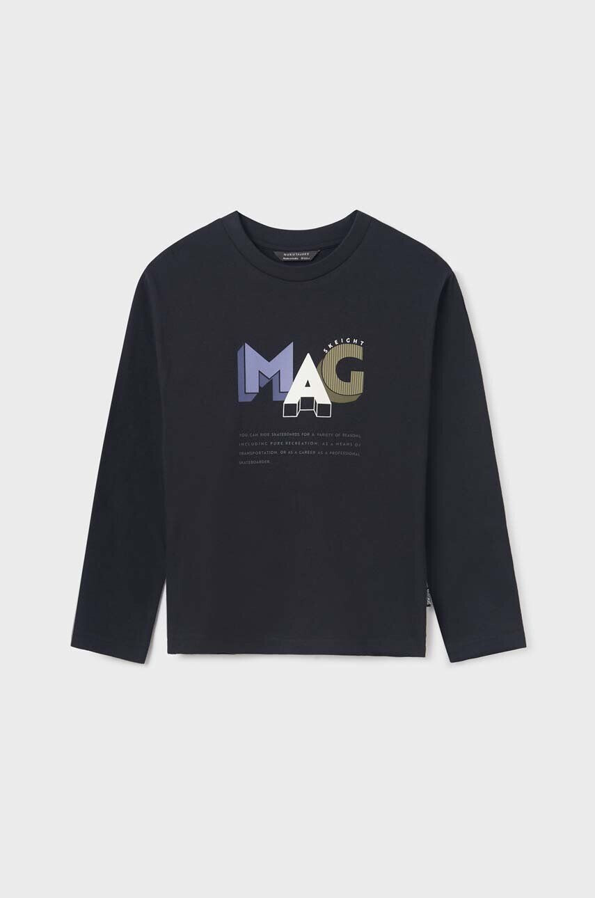 Mayoral longsleeve din bumbac pentru copii culoarea gri cu imprimeu - Pled.ro