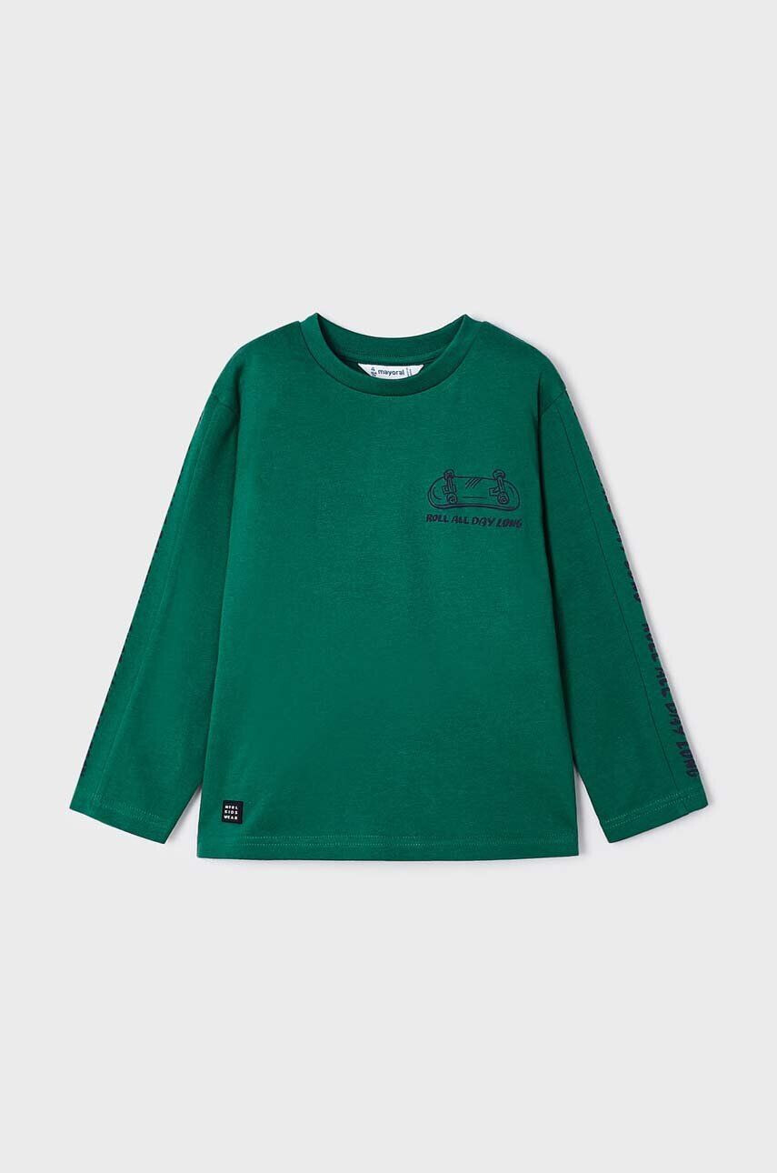 Mayoral longsleeve din bumbac pentru copii culoarea verde cu imprimeu - Pled.ro