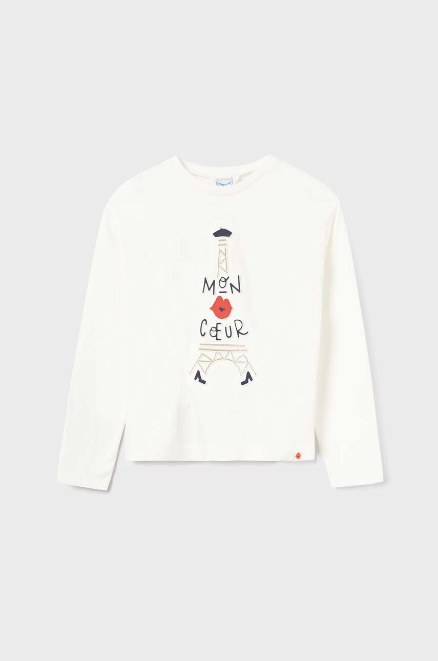 Mayoral longsleeve din bumbac pentru copii culoarea bej - Pled.ro