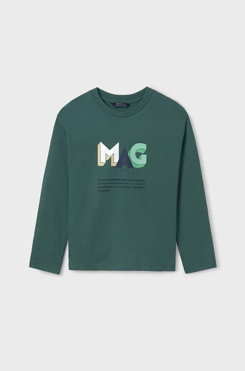 Mayoral longsleeve din bumbac pentru copii culoarea verde cu imprimeu - Pled.ro