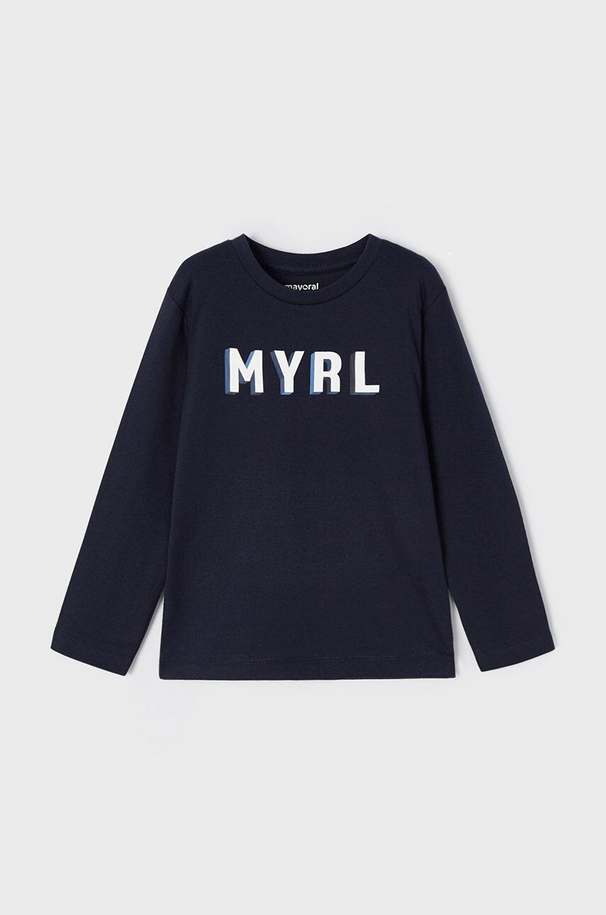 Mayoral longsleeve din bumbac pentru copii culoarea alb cu imprimeu - Pled.ro