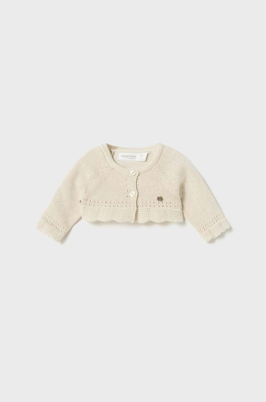 Mayoral Newborn cardigan bebe culoarea bej light - Pled.ro