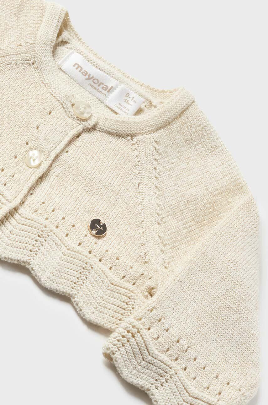 Mayoral Newborn cardigan bebe culoarea bej light - Pled.ro