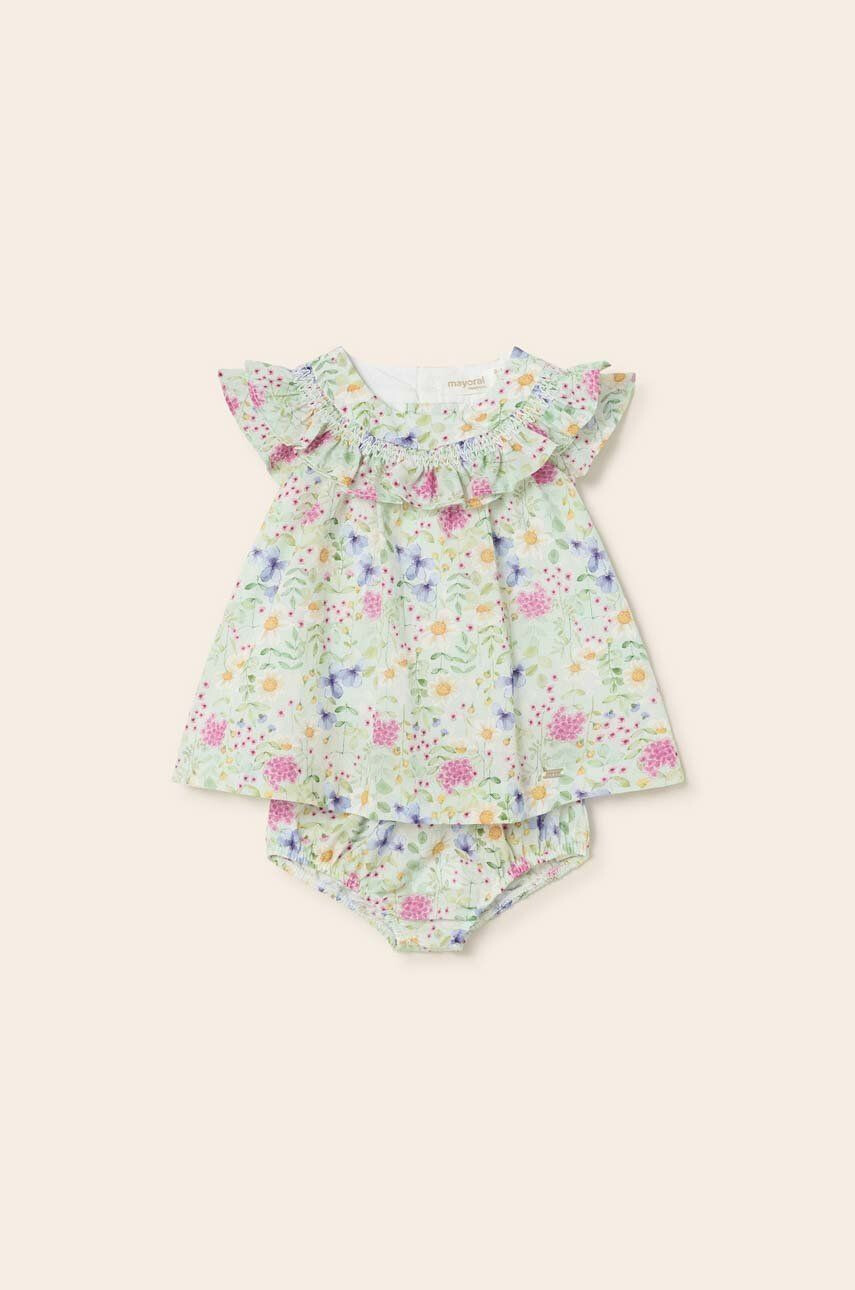 Mayoral Newborn rochie din bumbac pentru bebeluși culoarea turcoaz mini evazati - Pled.ro